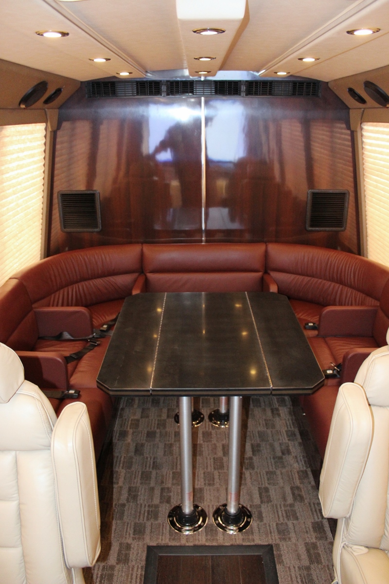luxury shuttle bus mobile conference room custom removable table